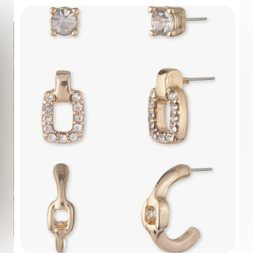 NWT 3 Pairs Ralph Lauren Stud Earring With Gift Box and ribbon